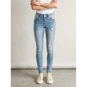 Indigo Rein Light Blue Curvy Ankle Distressed Skinny Jeans Size 3